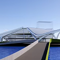 Modern Architectural Design With Unique Geometric Structure By Waterfront And Green Spaces 3d model