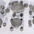 Natural Stone Round Table And Chair Set For Modern Dining Space 3d model