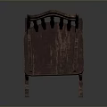 Vintage Dark Brown Wooden Rocking Dining Chair With Armrests And Distressed Finish