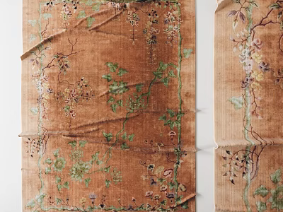 Vintage Square Rug With Floral Vine Patterns 3d model