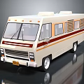 Vintage Cream Colored Bus With Red Stripes Windows And Roof Protrusions Exterior Design