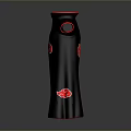Black Robe With Red Cloud Pattern And Red Trim Details For Daily Wear 3d model