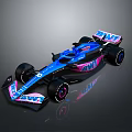 Blue and Pink BWT Racing Car With Streamlined Design And Modern Sporty Look