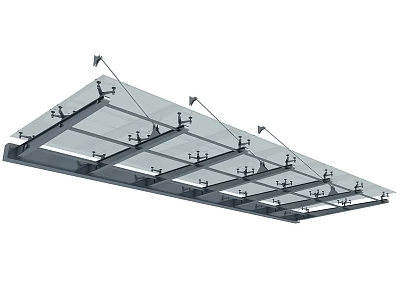 Sturdy Outdoor Awning With Metal Support Frame And Transparent Canopy Structure 3d model