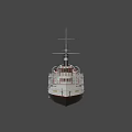 Vintage White Steamboat With Multiple Decks Railing And Exterior Windows