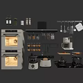 Complete Kitchenware Set with Oven Spice Jars Coffee Machine Pans and Cooking Utensils