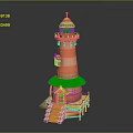 Colorful Lighthouse Shaped Decorative Furniture With Wooden Stairs And Platform