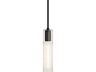 Modern Minimalist Pendant Light With Clear Glass Cylinder And Black Metal Hanging Rod 3d model