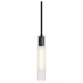 Modern Minimalist Pendant Light With Clear Glass Cylinder And Black Metal Hanging Rod