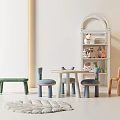 Modern Children's Table and Chair Children's Fun Table and Chair Storage Rack 3d model