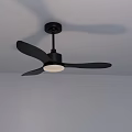 Modern Black Ceiling Fan Light with White Illuminated Center and Sleek Blades