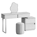 Modern Dressing Table With Lighted Mirror Marble Countertop Drawers And Matching Stool 3d model