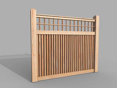 Wooden Building Exterior Wall With Traditional Lattice Design And Vertical Slats 3d model