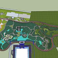 Lush Green Park Landscape With Trees Winding Pathways And Scenic Pavilion