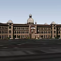 Grand Classical Hotel Building With Symmetrical Facade Multiple Domes And Arched Windows 3d model