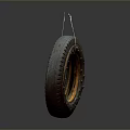 Hanging Old Tire With Rope On Gray Background Showing Worn Texture 3d model