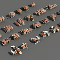 Various Detached Villa Architectural Models With Different Exterior And Roof Styles
