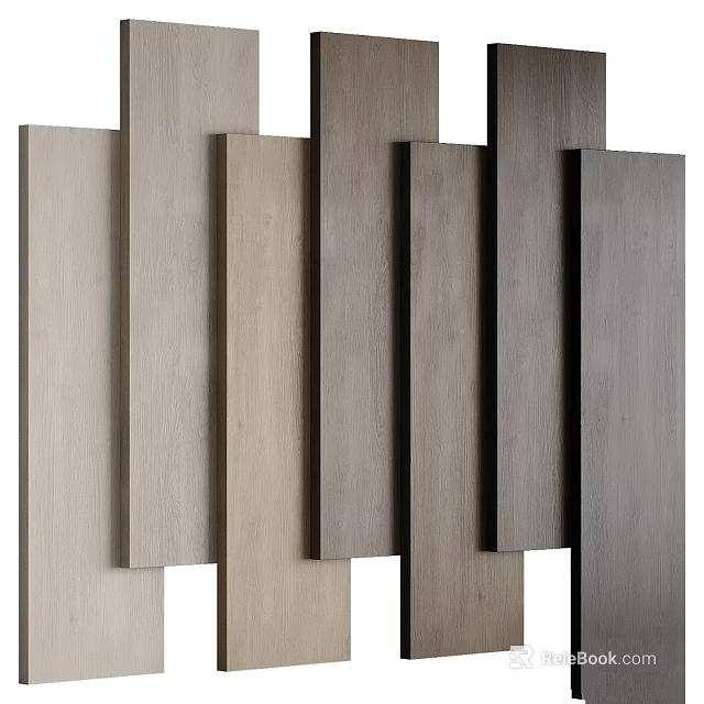 Modern Wooden Components In Neutral Tones Arranged Vertically For Interior Design 3d model