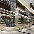 Luxurious SPA Sauna Interior Design With Marble Fountains And Green Plants