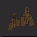 Two Wooden Ferris Wheel Models As Garden Ornament With Decorative Wheel Structure