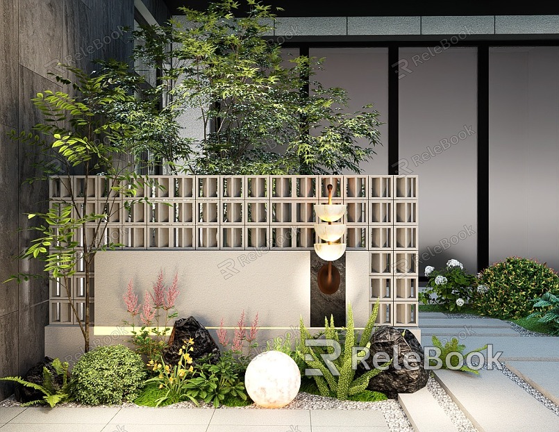 Courtyard view wall hollow brick view wall background wall landscape fence screen partition model