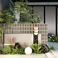 Courtyard view wall hollow brick view wall background wall landscape fence screen partition 3d model