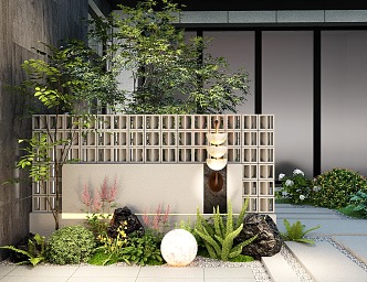 Courtyard view wall hollow brick view wall background wall landscape fence screen partition 3d model