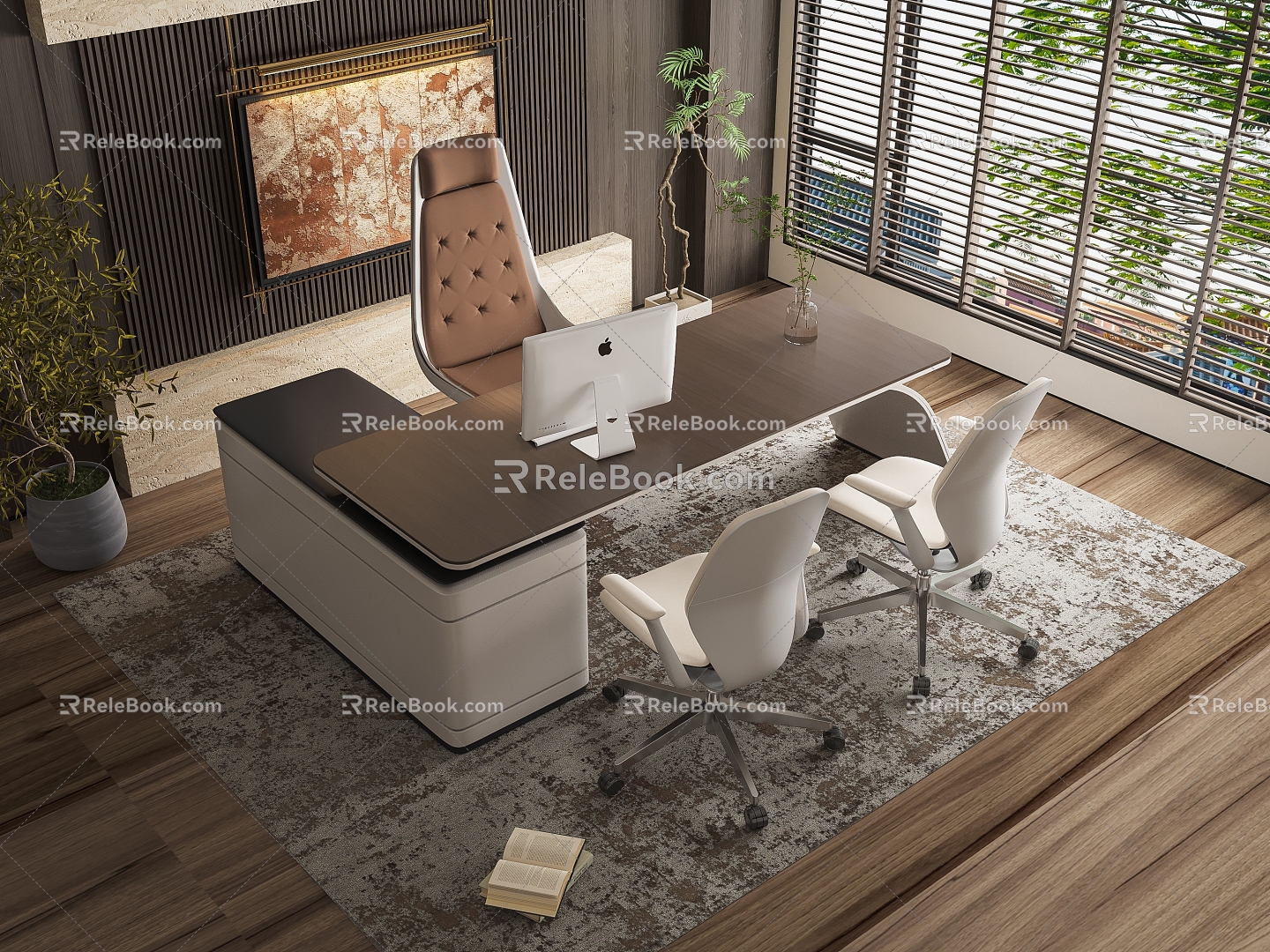 Manager office desk office desk and chair combination 3d model