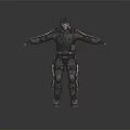 Full Body Armored Tactical Character in Protective Suit With Helmet and Gear