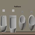 Poliform White Urinals Modern Design Against Beige Wall With Wooden Floor