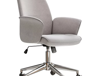 Modern Gray Fabric Office Chair with Armrests Swivel Metal Base and Wheels 3d model