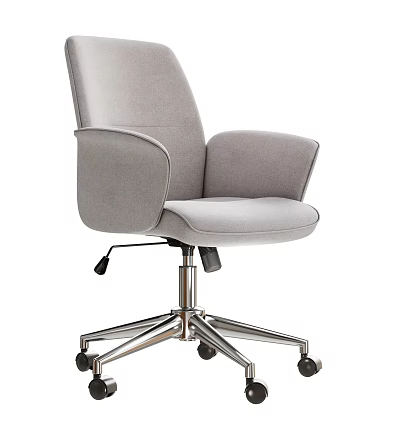 Modern Gray Fabric Office Chair with Armrests Swivel Metal Base and Wheels 3d model