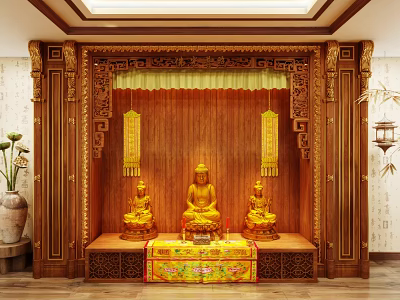 shrine offering table incense burner table candle holder 3d model