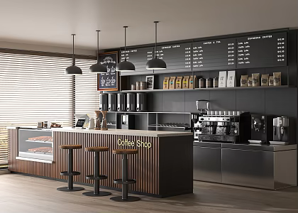 Modern Cafe Coffee Bar Coffee Machine Bakery Display Cabinet Workbench Milk Tea Shop Operation Desk Cashier 3d model