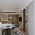 Modern Hotel Guest Room Interior With Bed Sofa Coffee Table And TV