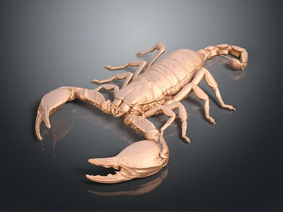 Realistic Detailed Bronze Scorpion Sculpture With Dynamic Posture And Intricate Design 3d model