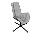Modern Gray Fabric Office Chair With Wooden Armrests And Black Five-Star Base