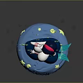 Character With Blue And Pink Hair On Cloud Base Water Droplets Stars Sunny Sonnyshine