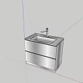 Sleek Modern Washbasin Vanity With Stainless Steel Cabinet And Chrome Faucet Design