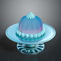 Elegant Jelly Cake on Silver Tray with Gradient Color Cream Swirl and Small Decorations