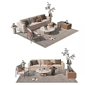 Cozy Modern Sofa and Coffee Table Set With Plush Pillows Rug and Accent Chair