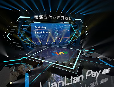 LianLian Pay Merchant Open Day Stage With Smart Future Display And Lighting 3d model