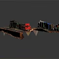 Detailed Model Train With Colorful Carriages On Railway Track
