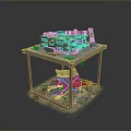 Green Tactical Weapon Placed On Metal Table With Branches And Dirt