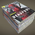 Stack of Comic Con Exclusive Magazines With Deadpool Cover Design 3d model