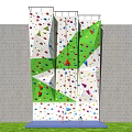 Indoor Climbing Wall Sports Equipment With Colorful Holds Green White Panels And Safety Ropes