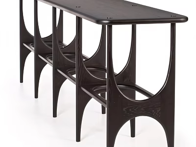 Modern Bar Counter Design With Dark Wood Finish And Unique Curved Leg Structure 3d model