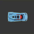 Blue Sports Car Toy Model With Red Interior And Sleek Design Silver Wheels