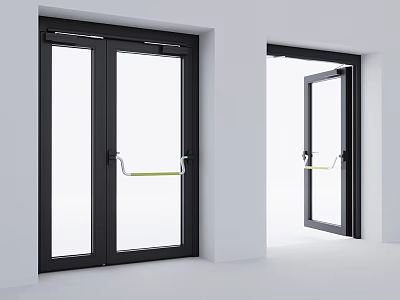 Modern Black Frame Swing Doors With Glass Panels For Interior Space Design 3d model