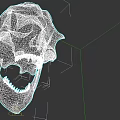 Black Metallic Skull Art Piece With Shiny Surface And Detailed Design